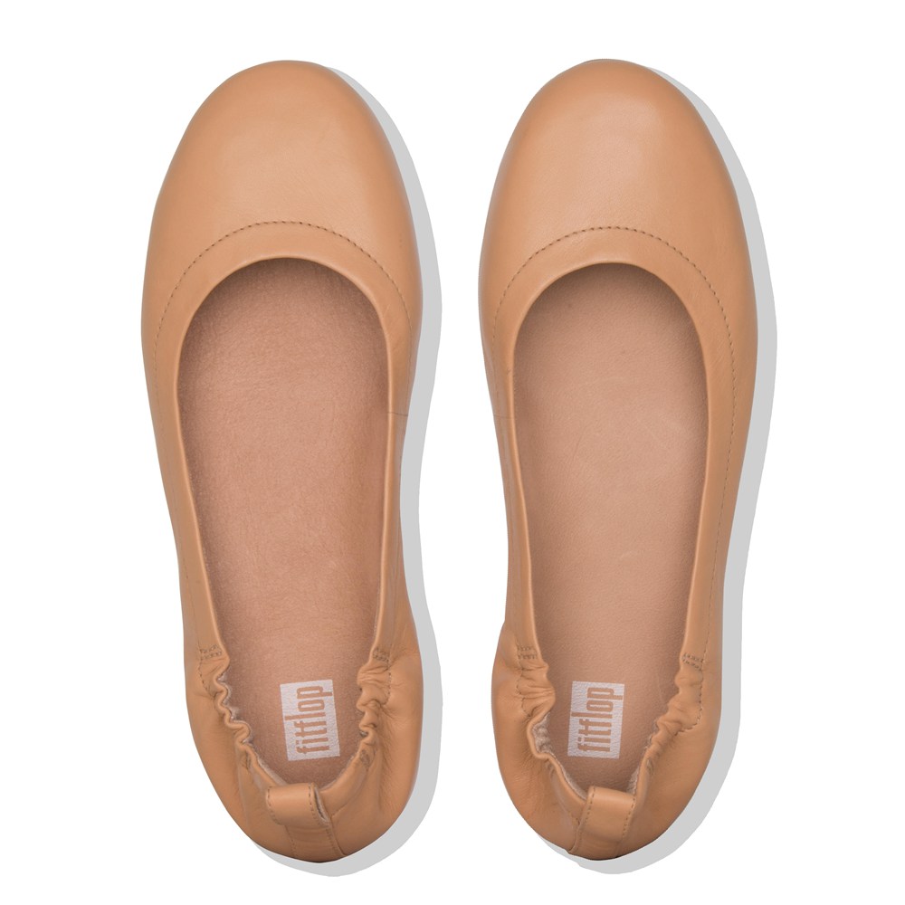 Fitflop Womens Ballet Flats - Allegro Soft Leather - Brown - 380-GOHTLZ
